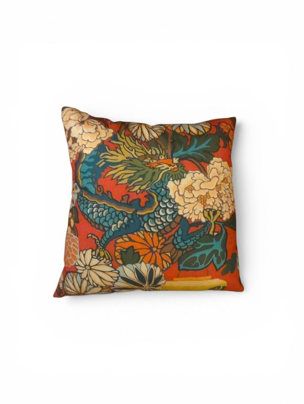 Chiang Mai Red Lacquer Throw Pillow Cover